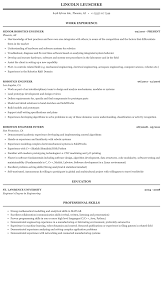 Robotics Engineer Resume Sample Mintresume