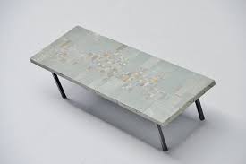 From a discarded bronzed metal coffee table frame comes this new look. Pia Manu Ceramic And Slate Tiles Coffee Table Belgium 1960 Massmoderndesign