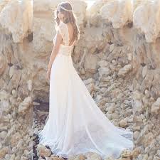 Weitere ideen zu hochzeitskleid, hochzeit, brautkleid. Lace Chiffon Wedding Dress Pearls Crystal Hochzeitskleid Summer Bohemian Beach Wedding Dresses Boho Bridal Gowns Robe De Mariage Dress Pumps Gown Shoesdress Padding Aliexpress