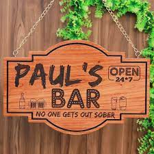 Personalized Bar Sign Hanging Wooden Sign In 2021 Personalized Bar Signs Custom Bar Signs Bar Signs Diy