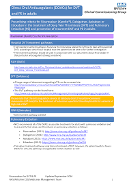 Find out how to take apixaban (drug) and its dose. Direct Oral Anticoagulants Doacs For Dvt And Pe In Adults