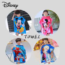 Disney Cartoon Mickey Minnie Frozen Spiderman Children Bath Towel Baby Soft Beach Cloak Towels Snow White Princess Cotton New Kartgaroo