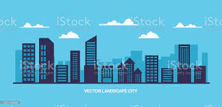 Vector Illustration Simple Minimal Geometric Design With City City Landscape Vector Illustration Vector