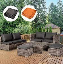 Depending on the style of your patio, you may have other considerations, like the weather. Outsunny 8pc Outdoor Wicker Rattan Sofa Set Yard Conversation Reclining Seat Tea Table And Footstool Garden Patio Furniture W 2 Set Of Different Color Cushion Cover Grey Orange Walmart Canada
