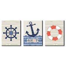 Shop for boys nautical bedding at bed bath & beyond. Ahoy Nautical Boy Nursery Wall Art Kids Room Decor 7 5a A A X 10a A A Set Of 3 Prints Amazon In Home Kitchen