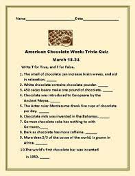 Please, try to prove me wrong i dare you. American Chocolate Week March 18 24 Trivia Quiz Tpt