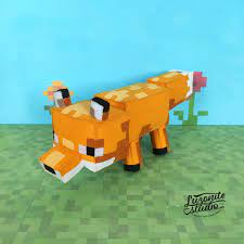 Handmade Felt Minecraft Fox Inspired Stuffed Animal - Etsy Sweden