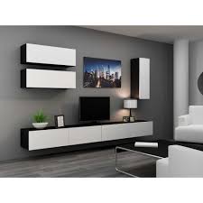 Justhome Ensemble Vago Xiii Unite Murale Noir Blanc Meuble Tv Design Meuble De Television Mobilier De Salon