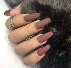 Here we have matte black coffin nails. Brown Acrylic Coffin Matte Nails I Currently Have This Color But Not In Matte Love It Matte Nails Design Coffin Nails Designs Long Nails