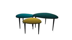 Hellin table basse ronde bois blanc. Galet Tables Gigognes En Metal Laque Bleu Et Jaune 3d Warehouse