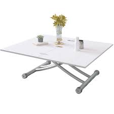 White and brown coffee table lift top wood. Beliwin Lift Top Coffee Table White Height Adjustable Folding 2 Part Upper Surface Dining Party Table For Living Room And Office Buy Online In Botswana At Botswana Desertcart Com Productid 183155318