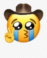 Sad Mood Relatable Cowboy Hat Emoji Cry Peace Sign Emoji Cowboy Hat Emoji Free Emoji Png Images Emojisky Com