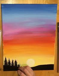 Coloring for coloring, i use greebel oil pastels with 55 colors to color the scenery. Sunset Painting Learn To Paint An Easy Sunset With Acrylics