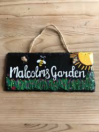 Hand Painted Garden Slate Sign Etsy In 2020 Slate Signs Hand Painted Garden Signs