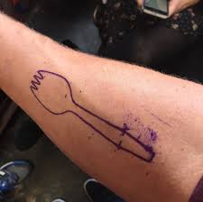 Inside left forearm is a chef's knife and whisk (ooooh, how original), with a banner that reads born & bread, the name of my fantasy bakery. Josh Scherer On Twitter Lol I M Getting A Tattoo Https T Co Lmpmzgf6ek