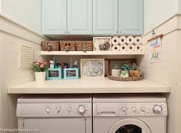 Laundry room storage ideas include installation of stock cabinetry, racks, shelves, etc. How To Completely Organize Your Laundry Room In Three Easy Steps The Happy Housie