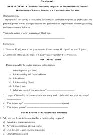 The posting itself will clarify the. Impact Of Internship Programs On Professional And Personal Development Of Business Students A Case Study From Pakistan Future Business Journal Full Text
