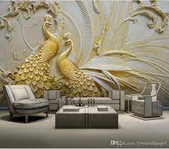 18048 views | 16460 downloads. Wallpaper For Walls 3 D For Living Room 3d Embossed Golden Peacock Background Wall Painting From Yiwuwallpaper 5 98 Dhgate Com