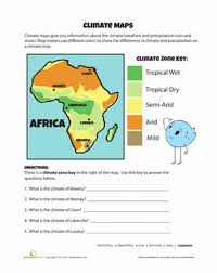 It includes rainfall, temperature, wind, storms, and seasonal changes. Climate Map Worksheet Education Com