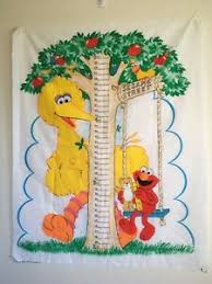 Details About Vtg Sesame Street Fabric Panel Growth Chart Big Bird Elmo Sewing Spectrix