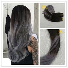 Black And Blonde Ombre Hair Extensions 100 Real Balayage Ombre Tape In Human Hair Extension Black Mix With Silver Gray U Tape In Hair Extensions Real Hair Extensions Grey Hair Extensions