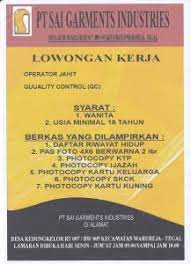 Kebutuhan formasi cpns, pppk guru dan pppk non guru mulai diumumkan sesuai tanggal yang tertera pada surat edaran berikut ini pendaftaran akan dibuka pada pukul 18.30 wib. Pt Sai Garments Industries Dinas Tenaga Kerja