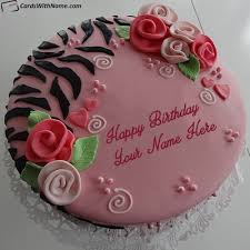 Birthday cake design for teenagers: Pretty Birthday Cake For Girlfriend With Name Maker