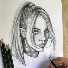 Portrait Of Billie Eilish By Artist Robin Amar From France Robin Amar Pencil Pencilart Art Drawing Drawing People Celebrity Drawings Pencil Portrait