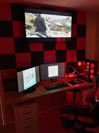 Apartment Setup Red Black Themed Video Game Room Design Gaming Room Setup Video Game Bedroom