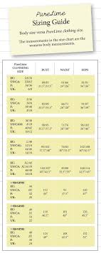 Purelime Size Chart