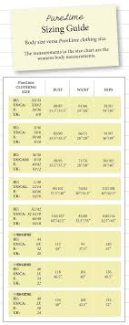 Purelime Size Chart