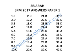 Cadangan jawapan kertas 3 sejarah spm 2013. Spm Sejarah 2017 Paper 1 Answers Mr Sai Mun S Blog