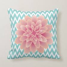 Large Pink Chrysanthemum And Turquoise Chevron Throw Pillow Zazzle Com In 2020 Chevron Throw Pillows Throw Pillows Girls Bedroom Turquoise