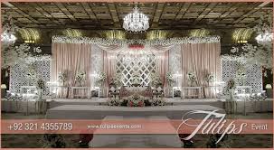 Pink White Pakistani Wedding Stage Setup Ideas By Tulips Events Wedding Stage Decorations Stage Decorations Pakistani Wedding Stage
