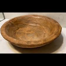 Antique vintage large round wood dough bowl table centerpiece fruit bowl hand carved deep the carved wooden dough bowls are shaped and further worked with a machete or large knife. Kitchen 11 Round Dough Bowl Poshmark
