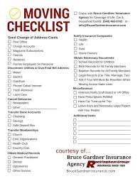 Moving Checklist Pdf Bruce Gardner Insurance Agency Agency Bruce Checklis Moving Checklist Insurance Agency Checklist
