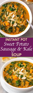 Instant Pot Sweet Potato Sausage And Kale Soup Paleo Gluten Free Is A Hearty But Not Heav Kale Soup Recipes Sausage And Kale Soup Sweet Potato Soup Recipes