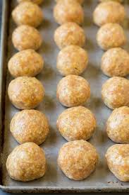· fill a deep pan or wok with oil and slowly heat to 190 c. Baked Chicken Meatballs Dinner At The Zoo