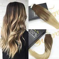 Tape In Balayage Dark Brown Mixed Bleach Blonde Human Hair Extensions 4 613 Tape In Hair Extensions Balayage Extensions Best Human Hair Extensions