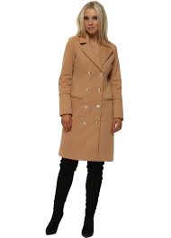 This camel coat is made with ponte, not wool. Camel Double Breasted Wool Coat Lucy Wang