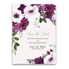 Plum Floral Wedding Invitations Watercolor Greenery With Purple Flowers Purple Wedding Invitations Floral Wedding Invitations Watercolor Floral Wedding Invitations