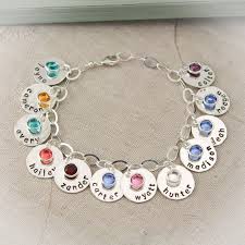 Birthstone Bracelet For Grandma Personalized Mother Charm Bracelet With Birthstones Mommy Etsy Mothers Charm Bracelet Metal Stamped Jewelry Mommy Jewelry