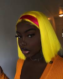 Yellow Bob Wig Frontal Lace 100 Virgin Human Hair Dark Skin Beauty Human Hair Lace Wigs Yellow Hair