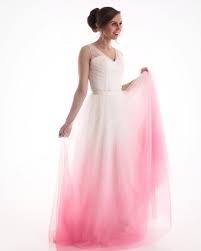 Young Bride Dip Dyes Her Wedding Gown To Add An Elegant Splash Of Color Dip Dye Wedding Dress Dye Wedding Dress Colored Wedding Dresses