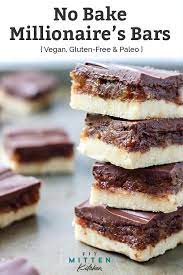 No Bake Millionaire S Bars Healthy Paleo Vegan Fit Mitten Kitchen Recipe Quick Healthy Desserts Nut Free Recipes Food Processor Recipes