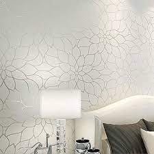 White Lotus Flower Wallpaper Simple And Elegant Wall Tv Background Covering Non Woven Pape Living Room Wallpaper Cream Contemporary Wallpaper Wallpaper Bedroom