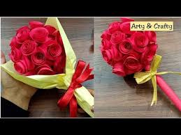 How To Make Paper Rose Flower Bouquet Paper Craft Mother S Day Gift Idea Handmade Paper Bouquet In 2020 Paper Flower Bouquet Diy Paper Flowers Craft Paper Bouquet