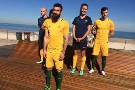 Browse our wide range of australian socceroos merchandise which include caps, tees, pants, jerseys and more available online or in a rebel store near you. Mile Jedinak The Matildas And Socceroos Pose With New Kits Abc News Australian Broadcasting Corporation