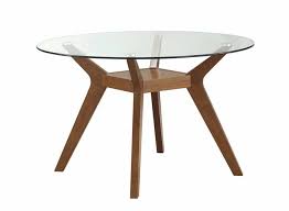 Farmhouse dining table kitchen table dining room table Paxton Collection Paxton Mid Century Modern Nutmeg Glass Dining Table 122180 Tables Midtown Outlet Home Furnishings