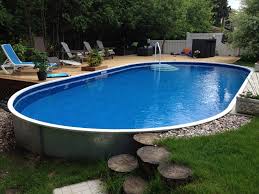 If most of the pool is only 3 or 4 feet and then a small area drops off suddenly to 10 feet, you will have a different average depth. Semi Inground Pools Rideau Pools Inground Pool Landscaping Swimming Pools Backyard Backyard Pool Landscaping